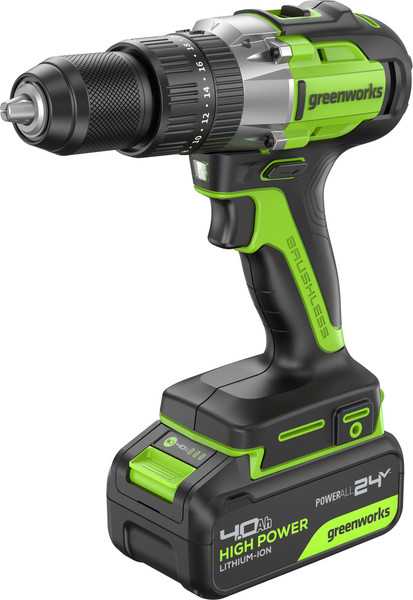 Аккумуляторная дрель-шуруповерт Greenworks GD24DD60 бесщеточная 24V / 3704107CUB - фото