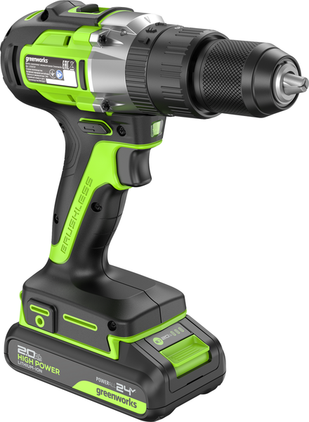 Аккумуляторная дрель-шуруповерт Greenworks GD24DD60 бесщеточная 24V / 3704107CUC