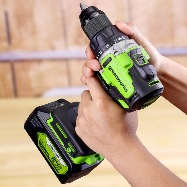 Аккумуляторная дрель-шуруповерт Greenworks GD24DD90 бесщеточная 24V / 3707507CUB