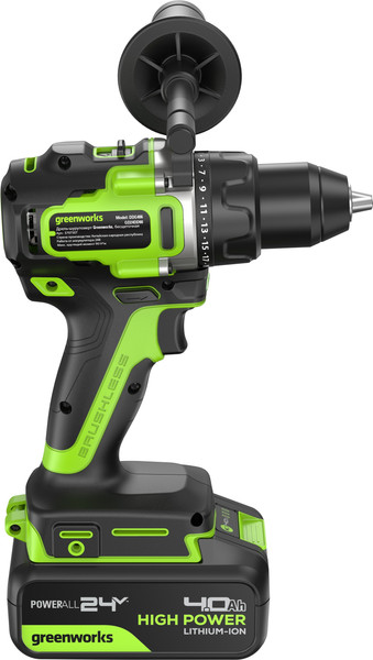 Аккумуляторная дрель-шуруповерт Greenworks GD24DD90 бесщеточная 24V / 3707507CUD