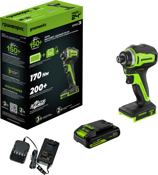 Аккумуляторный шуруповерт Greenworks ID3170 / 3804907CUA