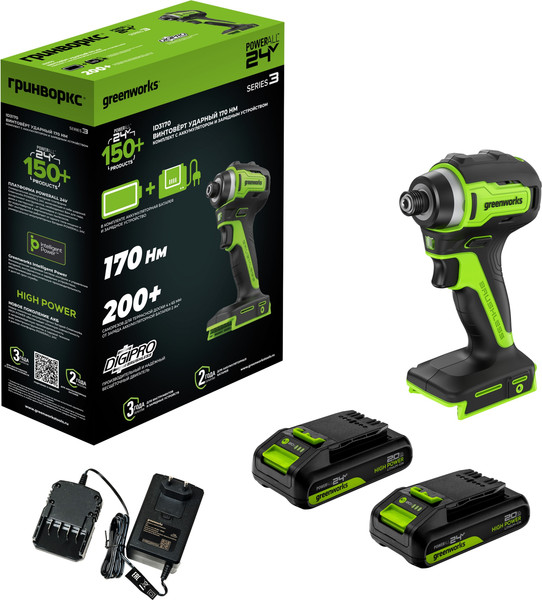 Аккумуляторный шуруповерт Greenworks ID3170 / 3804907CUC