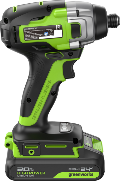 Аккумуляторный шуруповерт Greenworks GD24ID3 бесщеточный 24V / 3802807CUA