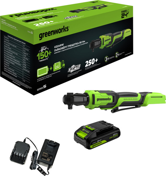 Аккумуляторная трещотка Greenworks GD24RW / 3804007CUA