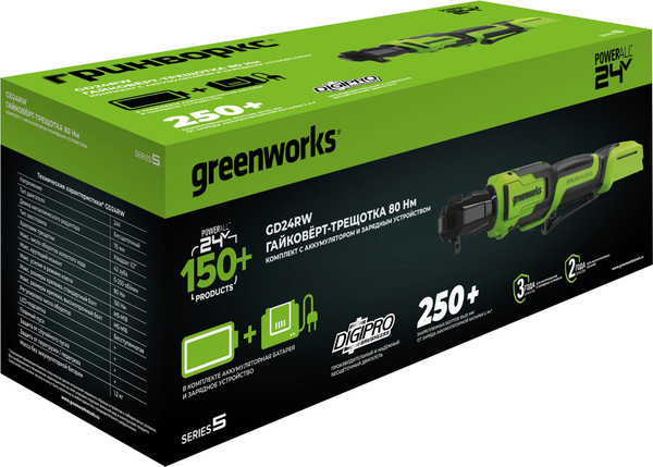 Аккумуляторная трещотка Greenworks GD24RW / 3804007CUA
