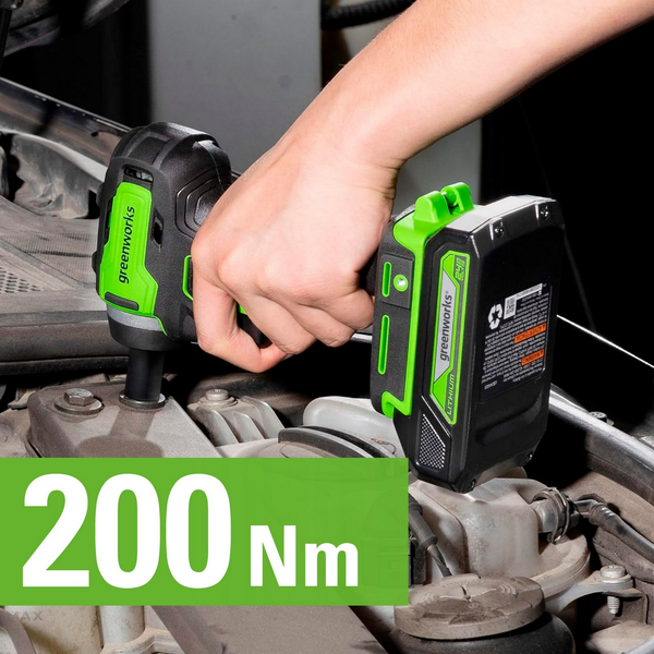 Аккумуляторный гайковерт Greenworks G24IW200 бесщеточный 24V / 3803607CUA