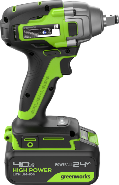 Аккумуляторный гайковерт Greenworks GD24IW400 бесщеточный 24V / 3802907CUB