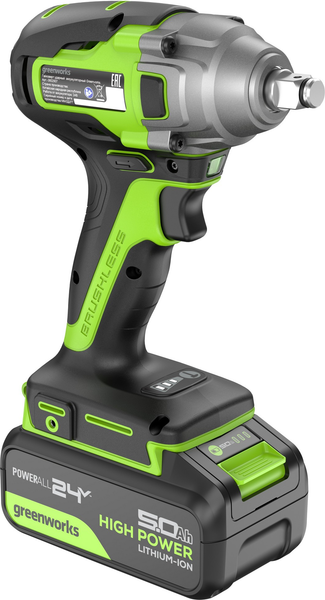 Аккумуляторный гайковерт Greenworks GD24IW400 бесщеточный 24V / 3802907CUG