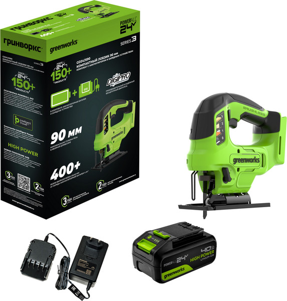 Электролобзик Greenworks GD24JS90 бесщеточный 24V / 3601707CUB