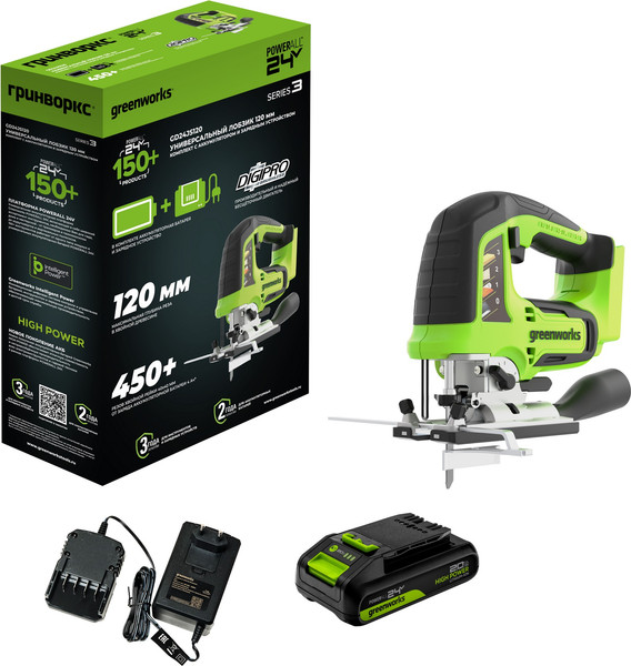 Электролобзик Greenworks GD24JS120 бесщеточный 24V / 3601407CUA