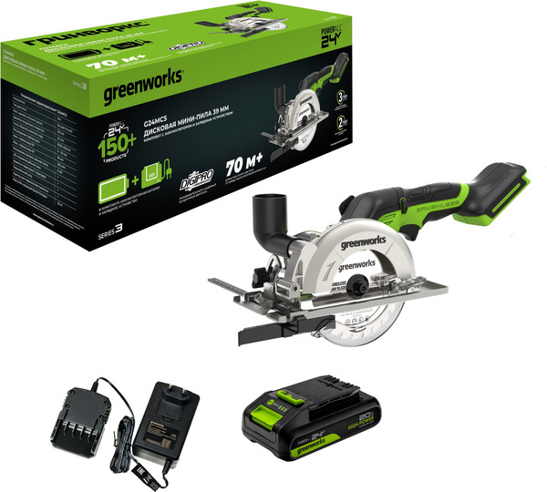 Дисковая пила Greenworks G24MCS / 1501207CUA - фото