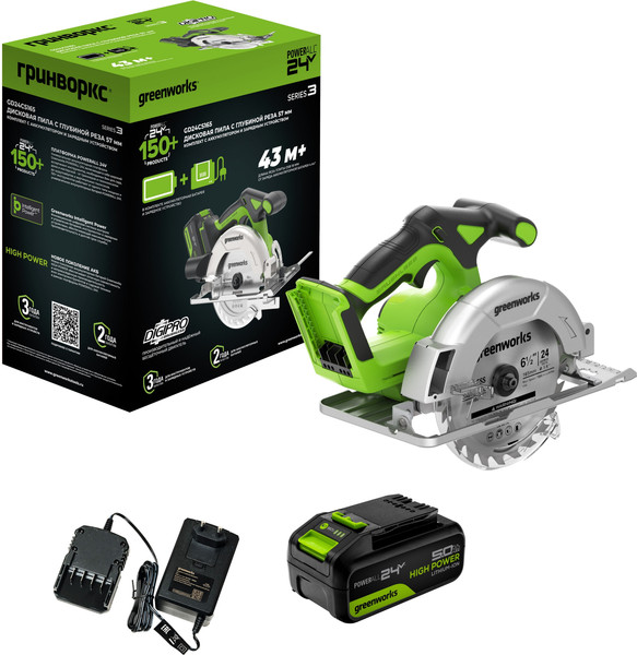 Дисковая пила Greenworks GD24CS165 / 1501607CUG - фото