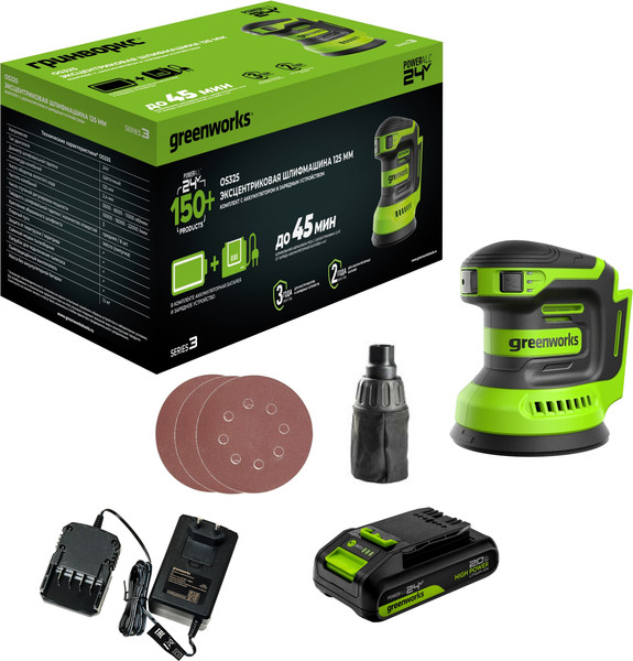Эксцентриковая шлифовальная машина Greenworks OS325 / 3100907CUA - фото