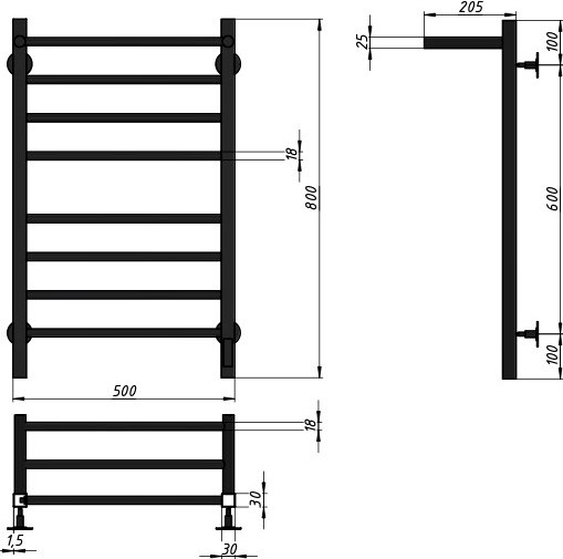 Полотенцесушитель электрический GRANULA Квадро Сплит 50х80