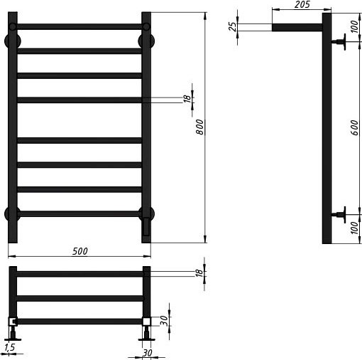 Полотенцесушитель электрический GRANULA Квадро Сплит 50х80