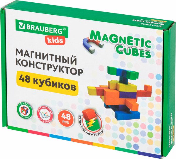 Конструктор магнитный Brauberg Kids Magnetic Cubes / 665723 - фото