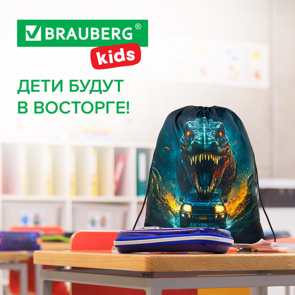 Мешок для обуви Brauberg Kids. Dino Chase / 272416