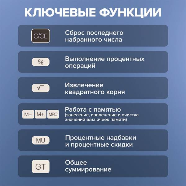 Калькулятор Brauberg DC-118-BG / 272963