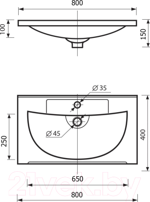 Умывальник Misty Evva 80 D / Р-Евв14080-Д
