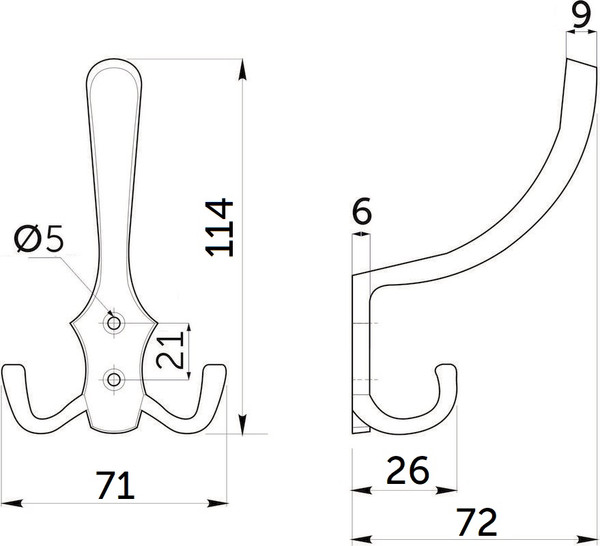 Крючок для одежды AKS WP59 Gridli