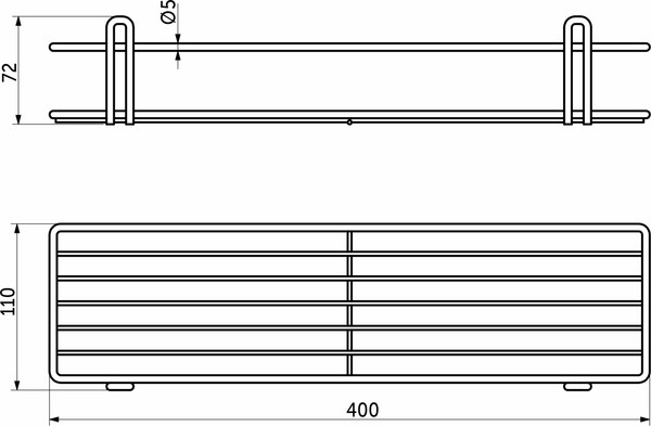 Полка для ванной AKS прямая 1-ярусная 400x110x72 / 91 251