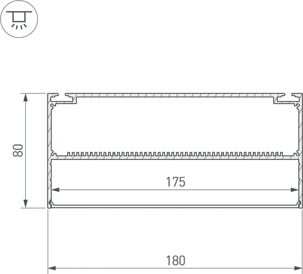 Профиль для светодиодной ленты Arlight ARH-POWER-W180-2000 ANOD / 027921
