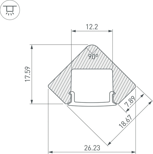 Профиль для светодиодной ленты Arlight ALU-D45-2000 ANOD+FROST / 018252