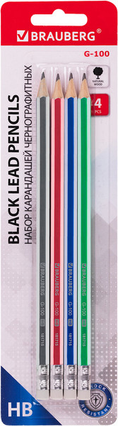 Набор простых карандашей Brauberg G-100 / 181715 - фото