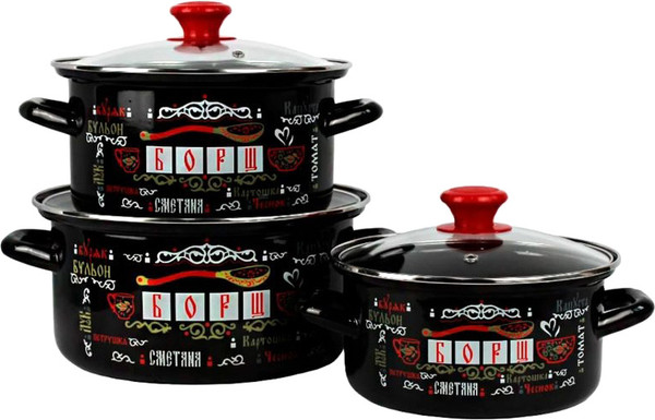 Набор кастрюль КМЗ Борщ-1 Нбр - фото