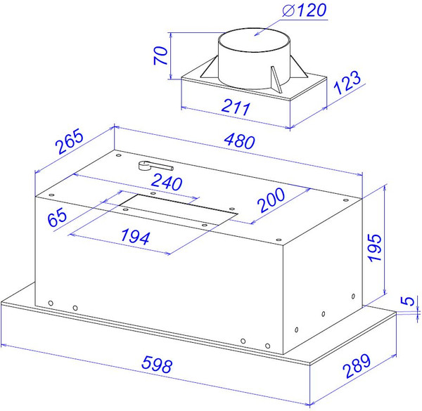 Вытяжка скрытая ZORG Santa 1060 60 S