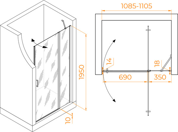 Душевая дверь RGW LE-004B / 351200411-14
