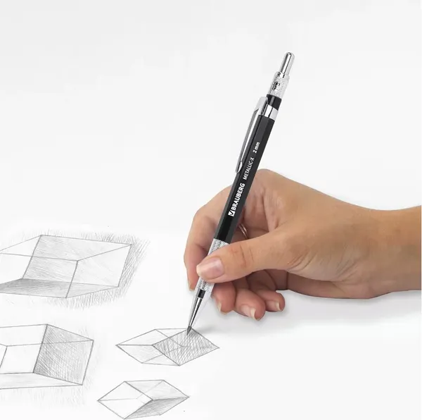 Механический карандаш Brauberg Metallic-X 20. С набором грифелей HB (12шт) / 181967