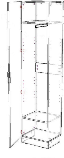 Шкаф-пенал Премиум Оливия 500 фасад с зеркалом