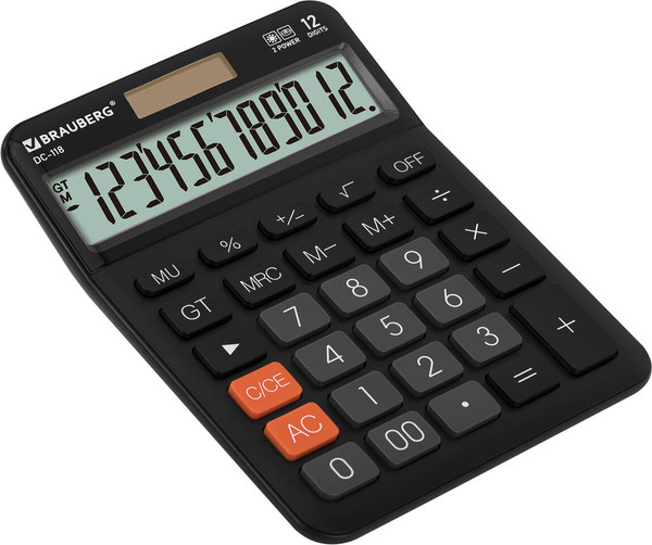 Калькулятор Brauberg DC-118-BK / 272962 - фото