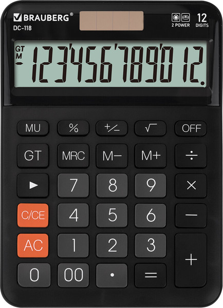 Калькулятор Brauberg DC-118-BK / 272962