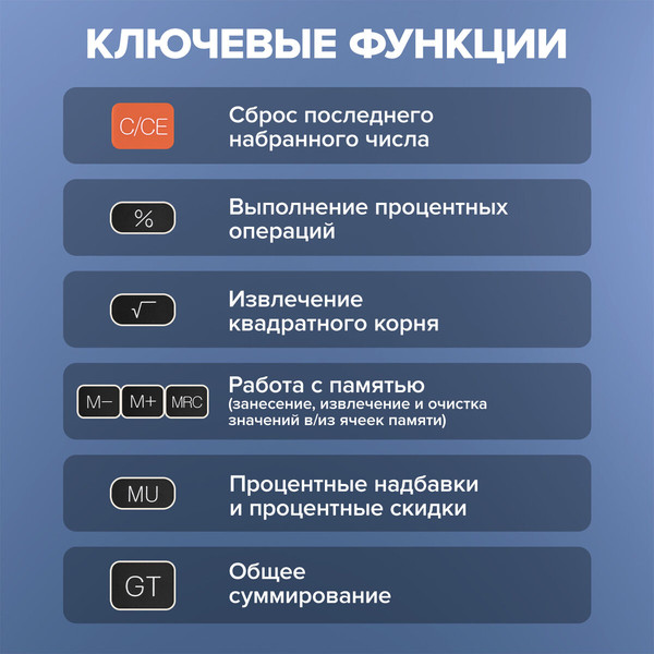 Калькулятор Brauberg DC-118-BK / 272962