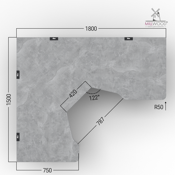 Компьютерный стол Millwood Турин угловой 150х180
