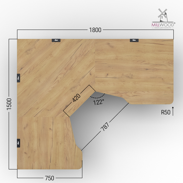 Компьютерный стол Millwood Турин угловой 150х180