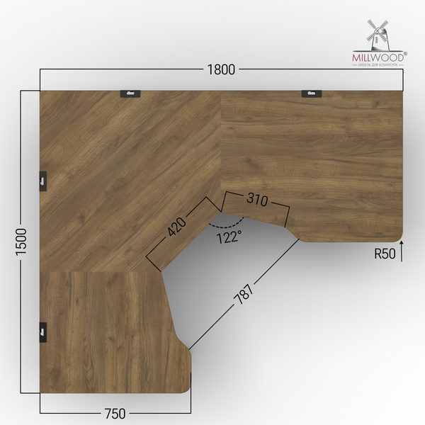 Компьютерный стол Millwood Турин угловой 150х180
