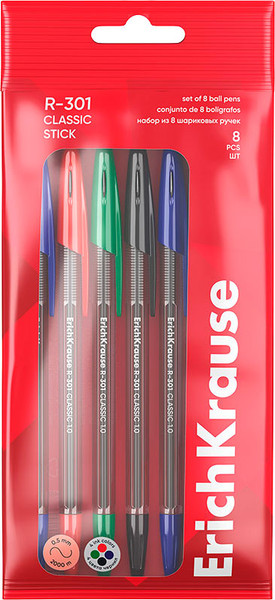 Набор шариковых ручек Erich Krause R-301 Stick Classic / 64686 - фото