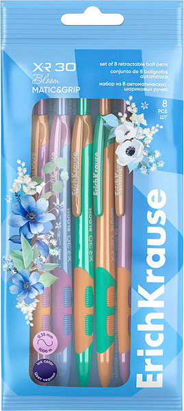 Набор шариковых ручек Erich Krause XR-30 Matic&Grip Pastel Bloom / 63684 - фото