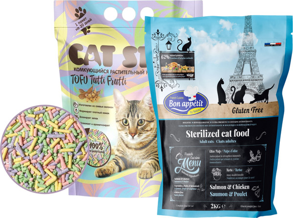 Сухой корм для кошек Bon Appetit Sterilized с курицей и лососем - фото