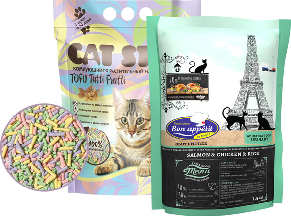 Сухой корм для кошек Bon Appetit Urinary с курицей и лососем - фото