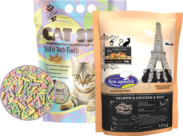 Сухой корм для кошек Bon Appetit Sensitive с курицей и лососем - фото