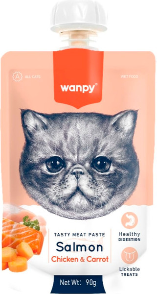 Лакомство для кошек Wanpy Мясное пюре из лосося - фото