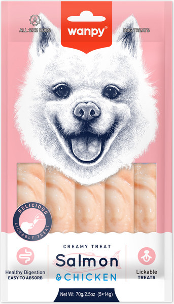 Лакомство для собак Wanpy Нежное пюре из лосося и курицы - фото