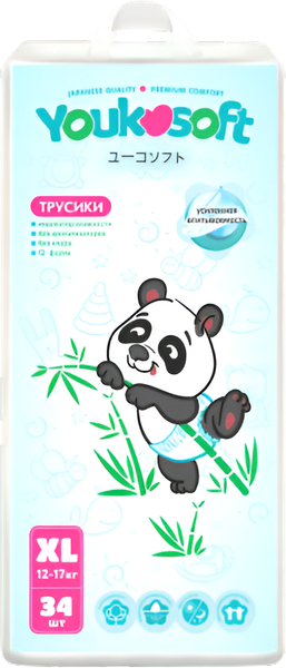 Подгузники-трусики детские Youkosoft Ультратонкие премиум 12-17 XL - фото