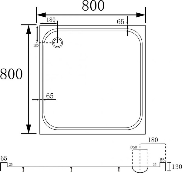 Душевой поддон Abber AD3D080 80х80