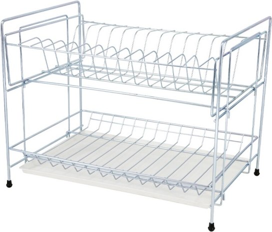 Сушилка для посуды ТД Метиз Разборная 2-х ярусная 390x236x300мм с поддоном - фото