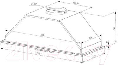 Вытяжка скрытая Akpo WK-10 Neva 80 1250 куб.м